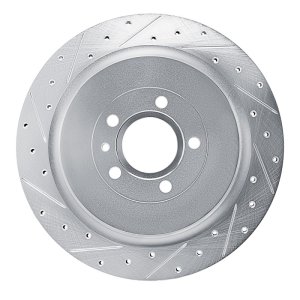 Ford Mustang Brake Rotor (1) - Rear Left - R1 Concepts - Drilled & Slotted - Silver - `13-`14 Ford Mustang Brake Rotor (1) - Rear Left - R1 Concepts - Drilled & Slotted - Silver - `13-`14
